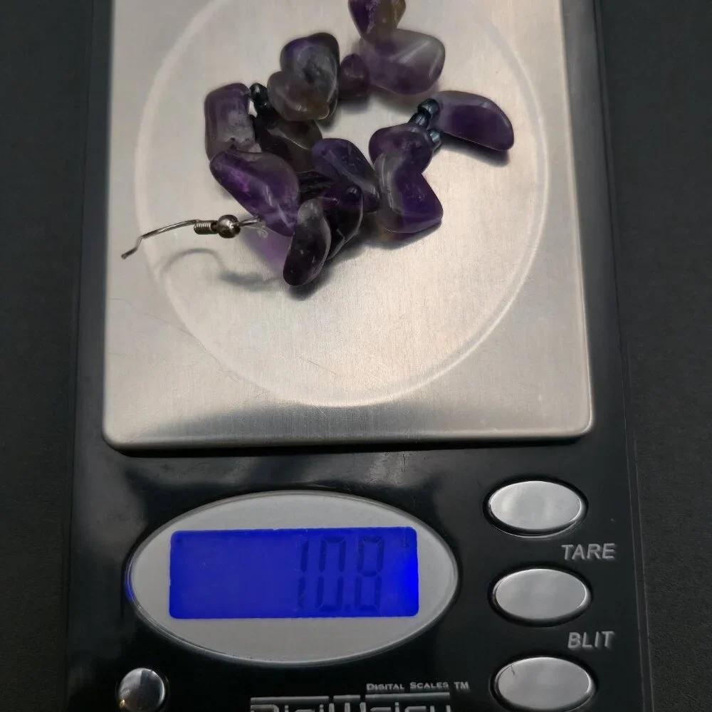 Silver Plated Amethyst Stone Chain Handmade Earrings A7006 - Picture 5 of 5